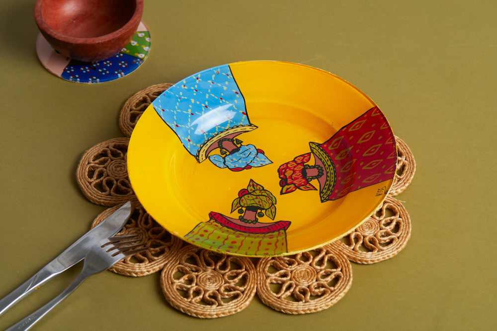 Dak Afro-chic glass Plate - Three queens