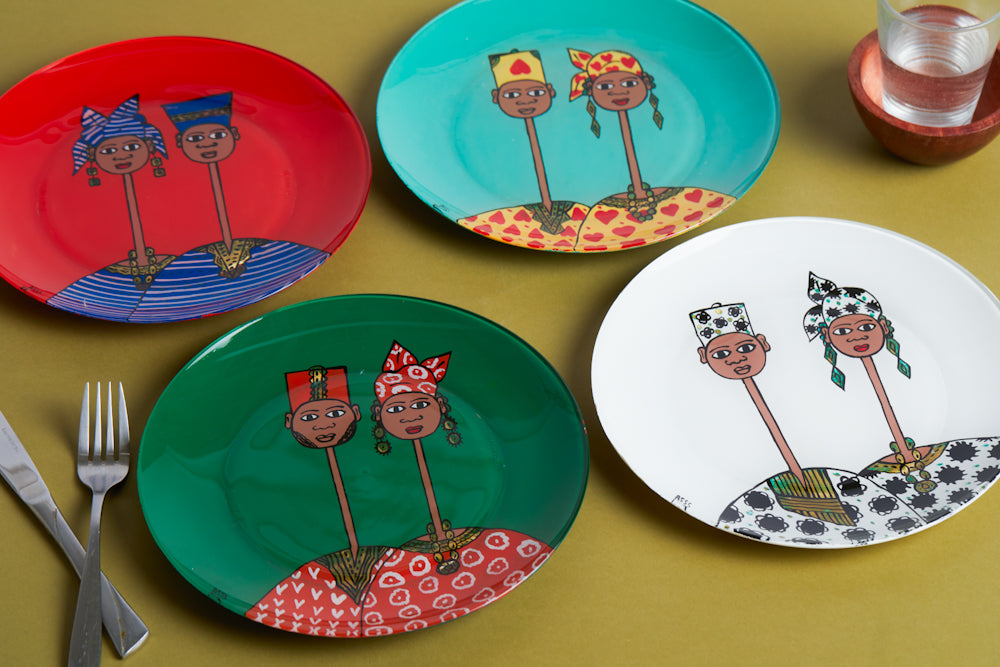 Dak Afro-chic glass Plate- Set of 4