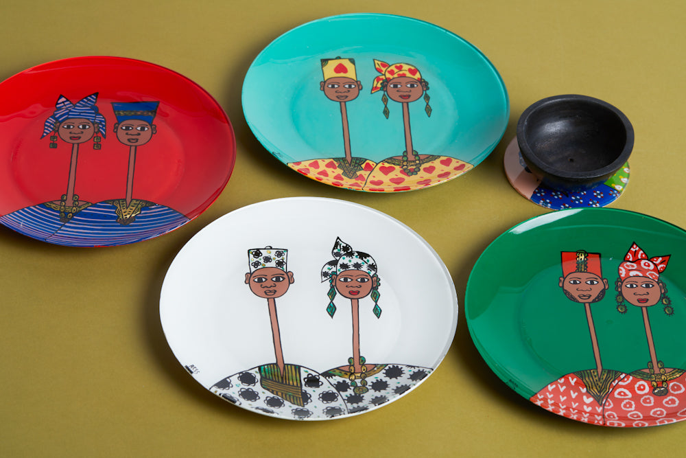 Dak Afro-chic glass Plate- Set of 4