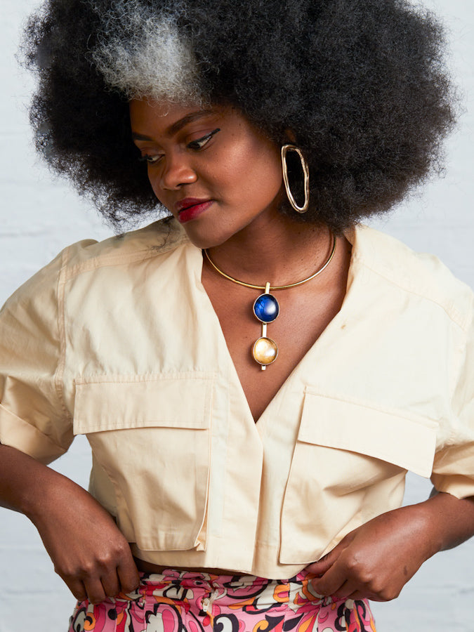 African Style Brass Necklace - Nairo Choker - DOUBLE DOT