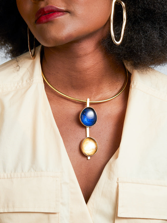 African Style Brass Necklace - Nairo Choker - DOUBLE DOT