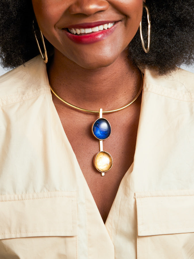 African Style Brass Necklace - Nairo Choker - DOUBLE DOT