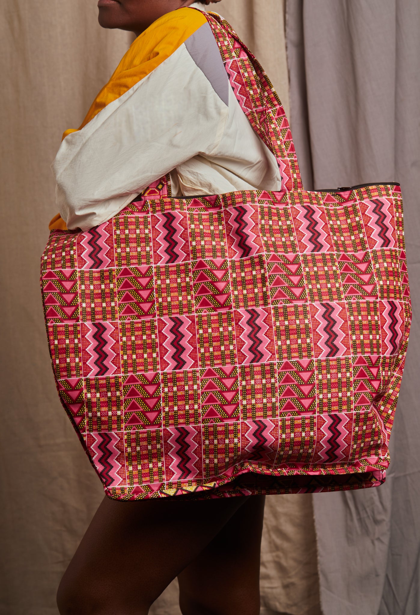 Maxi Dak Tote - Pink Kente - Cece Finery