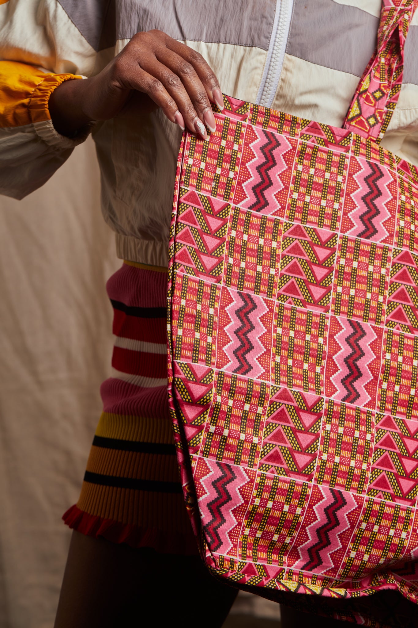 Maxi Dak Tote - Pink Kente - Cece Finery