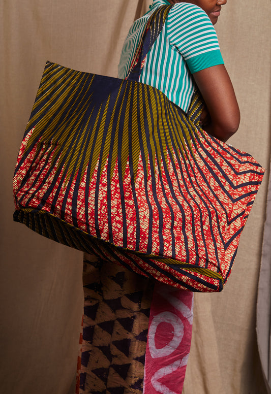 Maxi Dak Tote- Green Stripes - Cece Finery