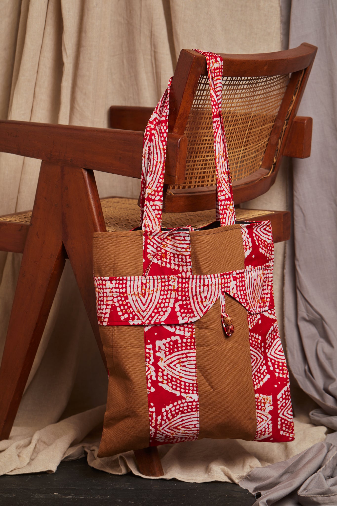 Midi Tote- Red Adire - Cece Finery