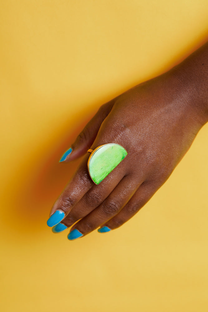 Umbo Afro-chic Ring- Light Green - Cece Finery