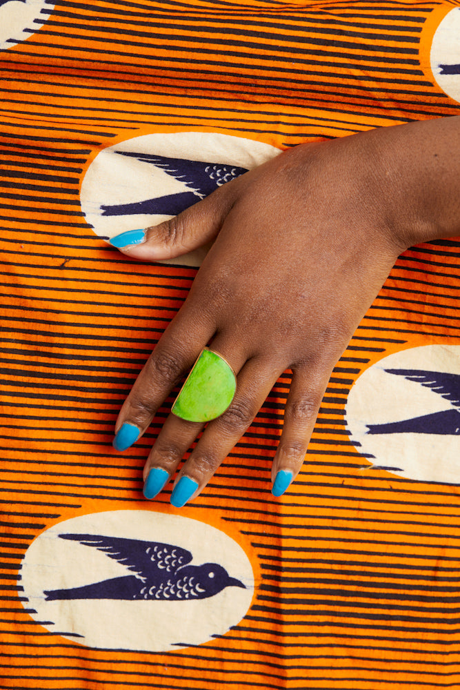 Umbo Afro-chic Ring- Light Green - Cece Finery
