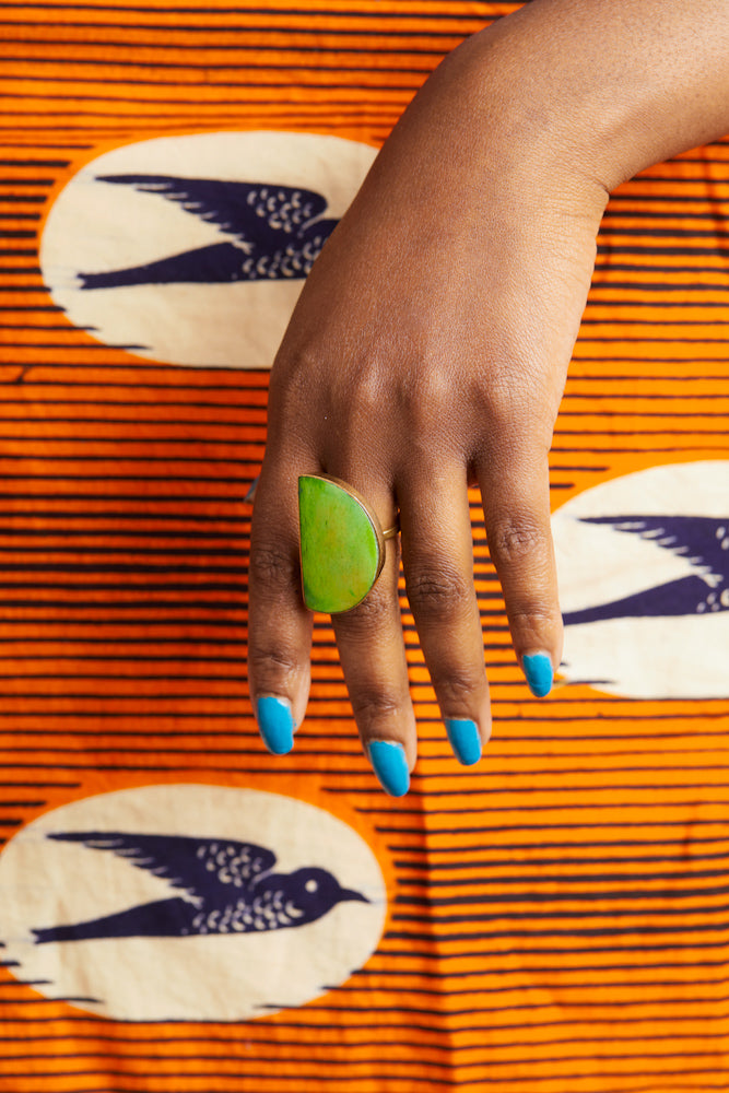Umbo Afro-chic Ring- Light Green - Cece Finery