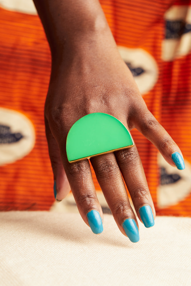 Umbo Afro-chic Ring - Lime Green