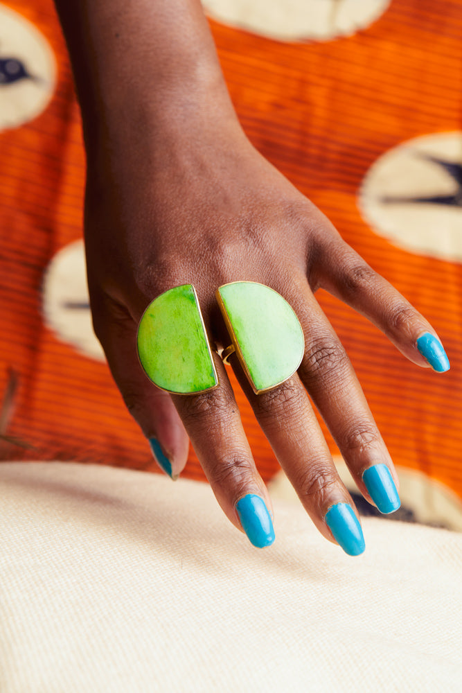 Umbo Afro-chic Ring- Light Green