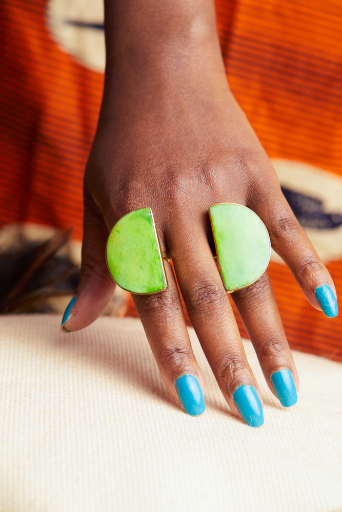 Umbo Afro-chic Ring- Light Green
