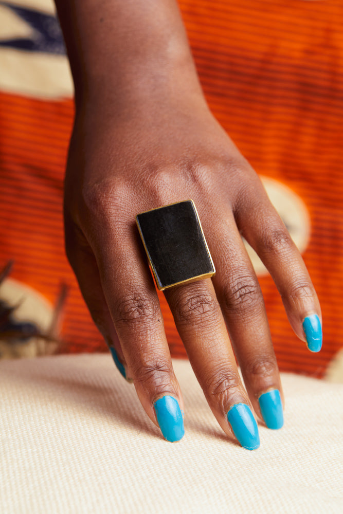 Umbo Afro-chic Ring- Black
