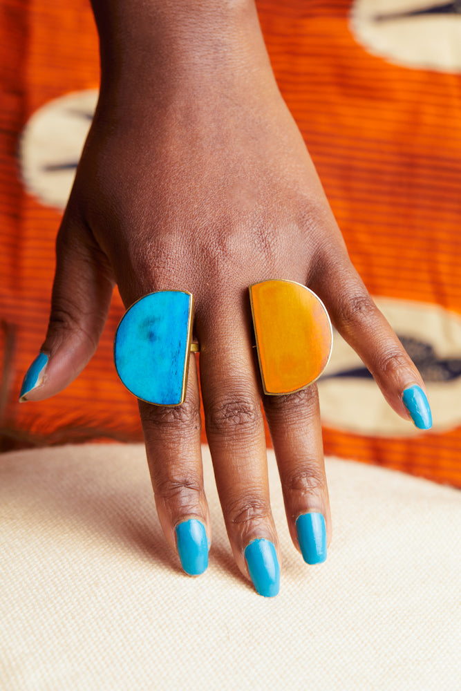 Umbo Afro-chic ring - Turquoise