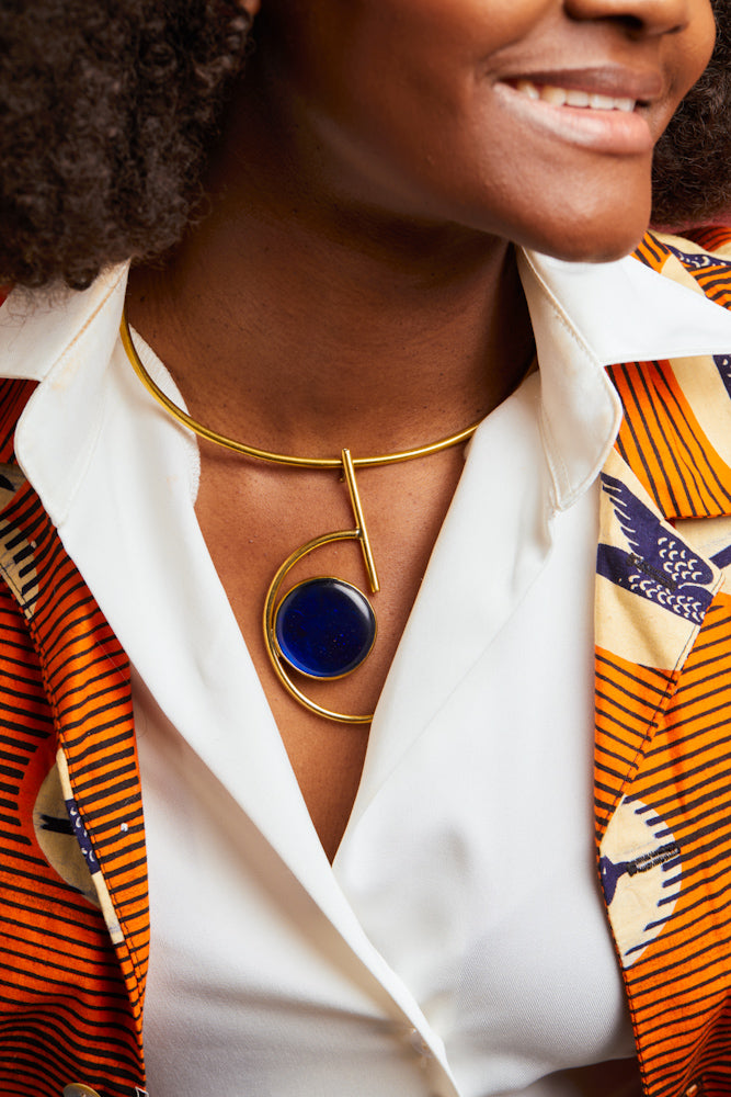 Nairo Choker + Matching Bangle Set- Dark Blue