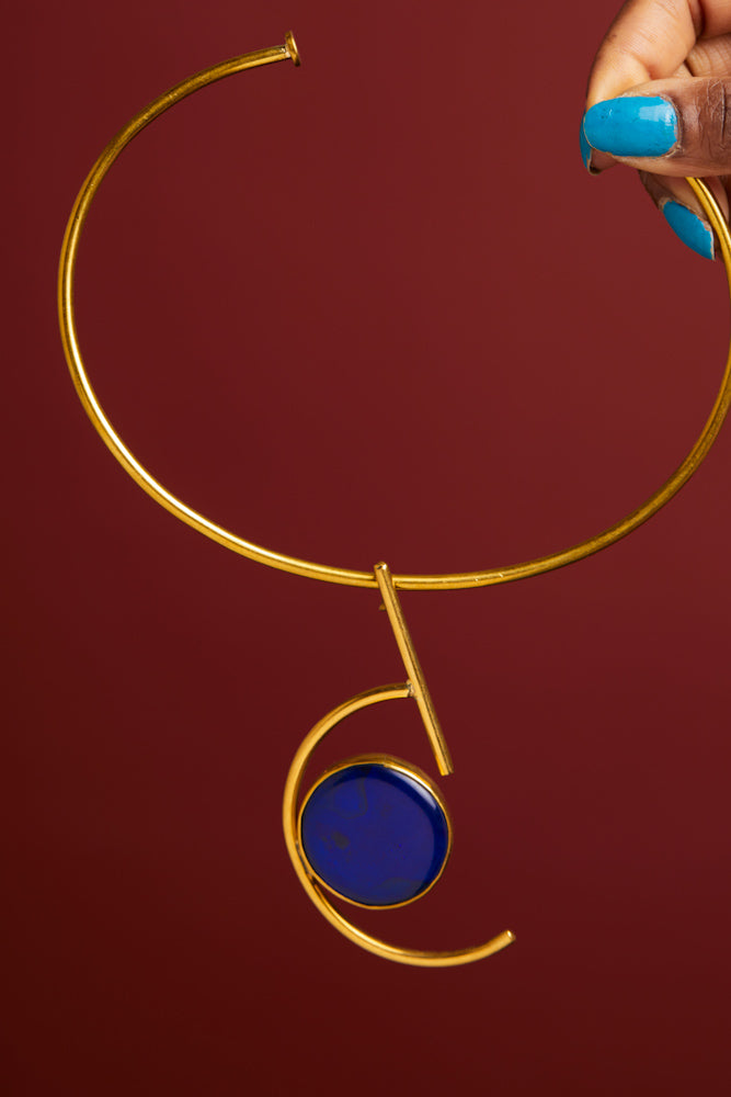 Nairo Choker + Matching Bangle Set- Dark Blue