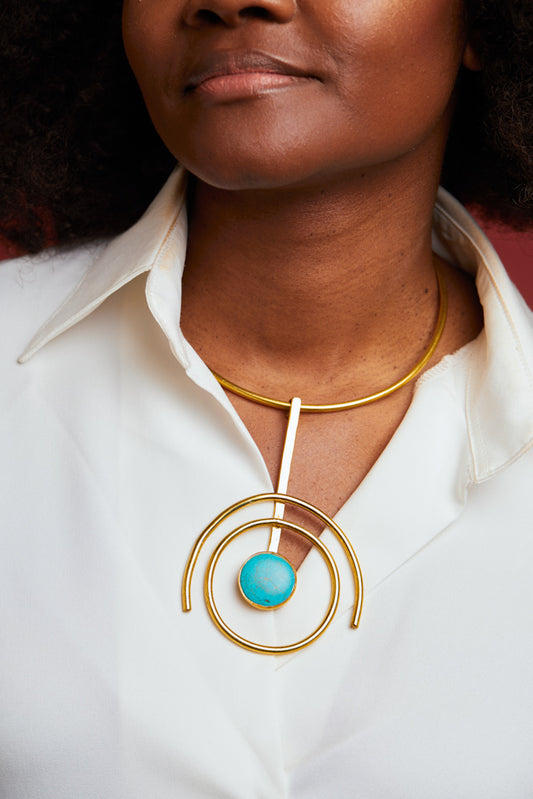Afro-chic Nairo Choker- Solar Turquoise - Cece Finery