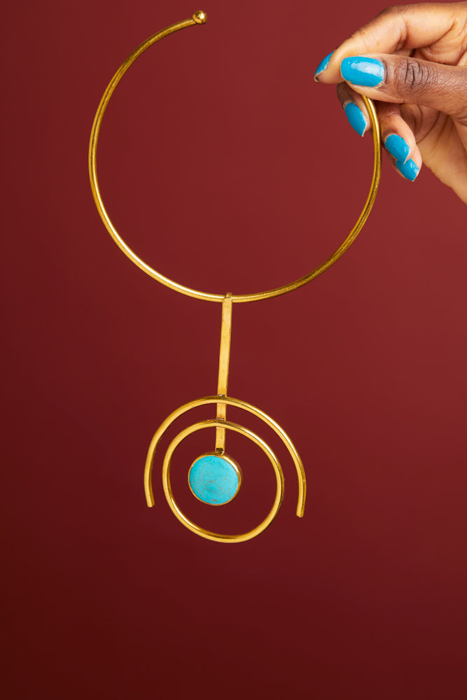 Afro-chic Nairo Choker- Solar Turquoise - Cece Finery