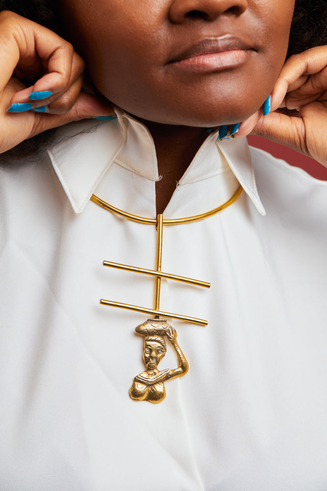 African Brass Necklace- Woman - Cece Finery