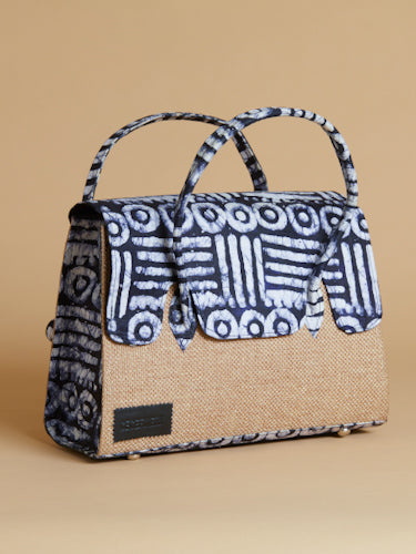 AFRICAN PRINT HANDBAG - WANI NATURAL JUTE