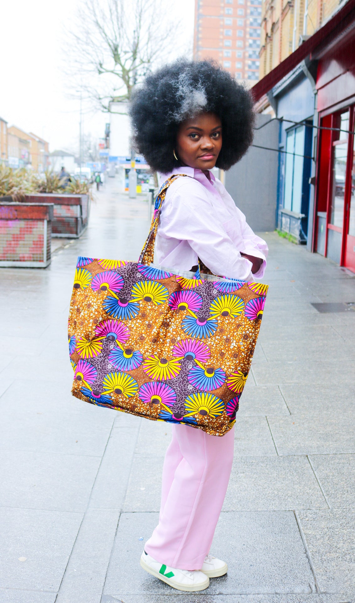 African Print Tote Bag - Dak Maxi -Pink