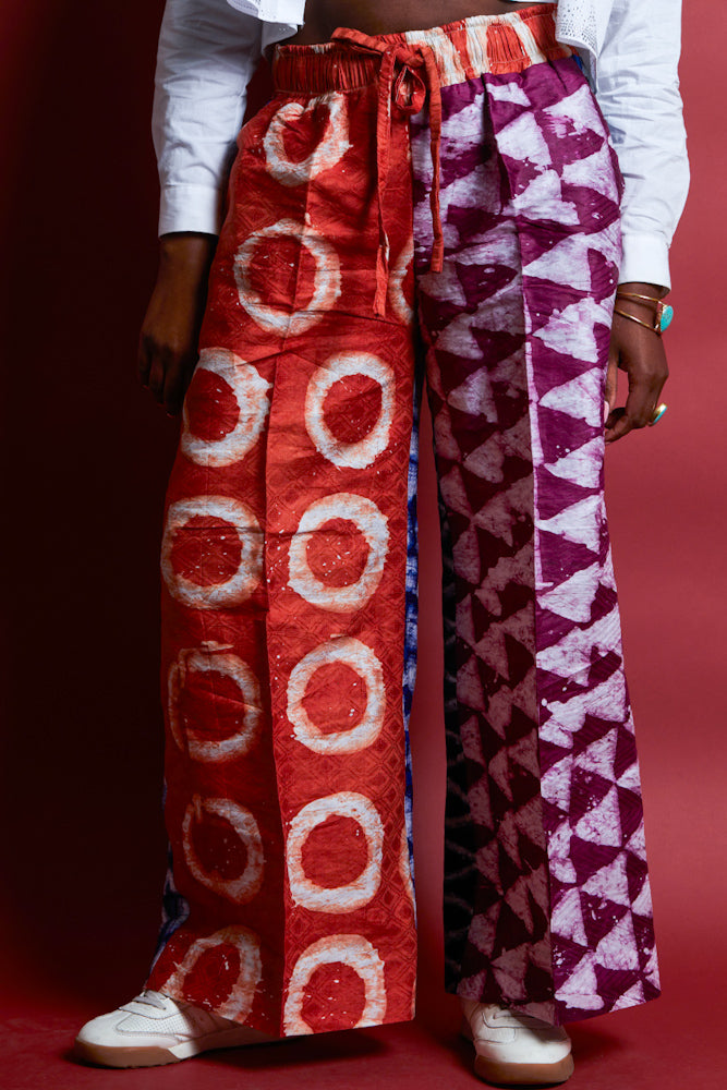 Adire Trousers - Orange|Purple