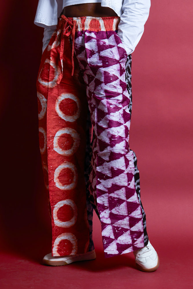 Adire Trousers - Orange|Purple