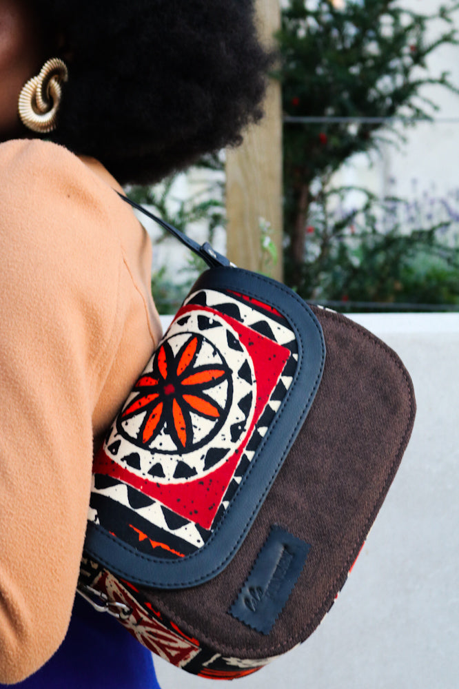 African print crossbody bag- Brown Jute