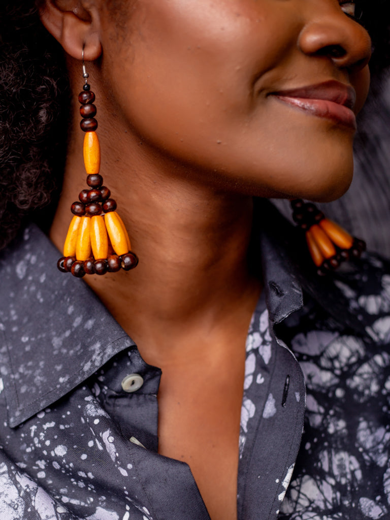 African Beaded Earrings - Long Bao