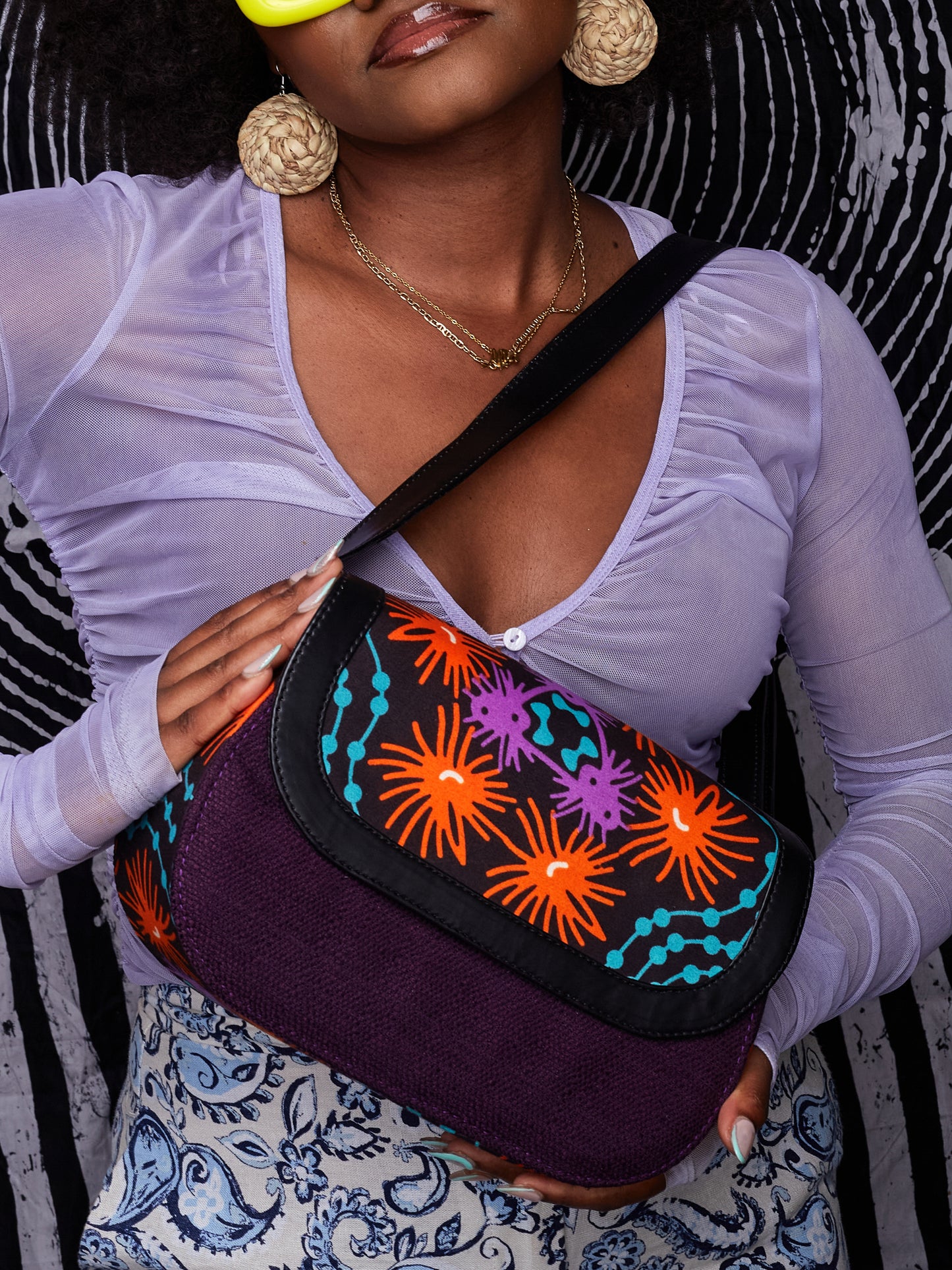 African Print Crossbody Bag - Galaxy Jute