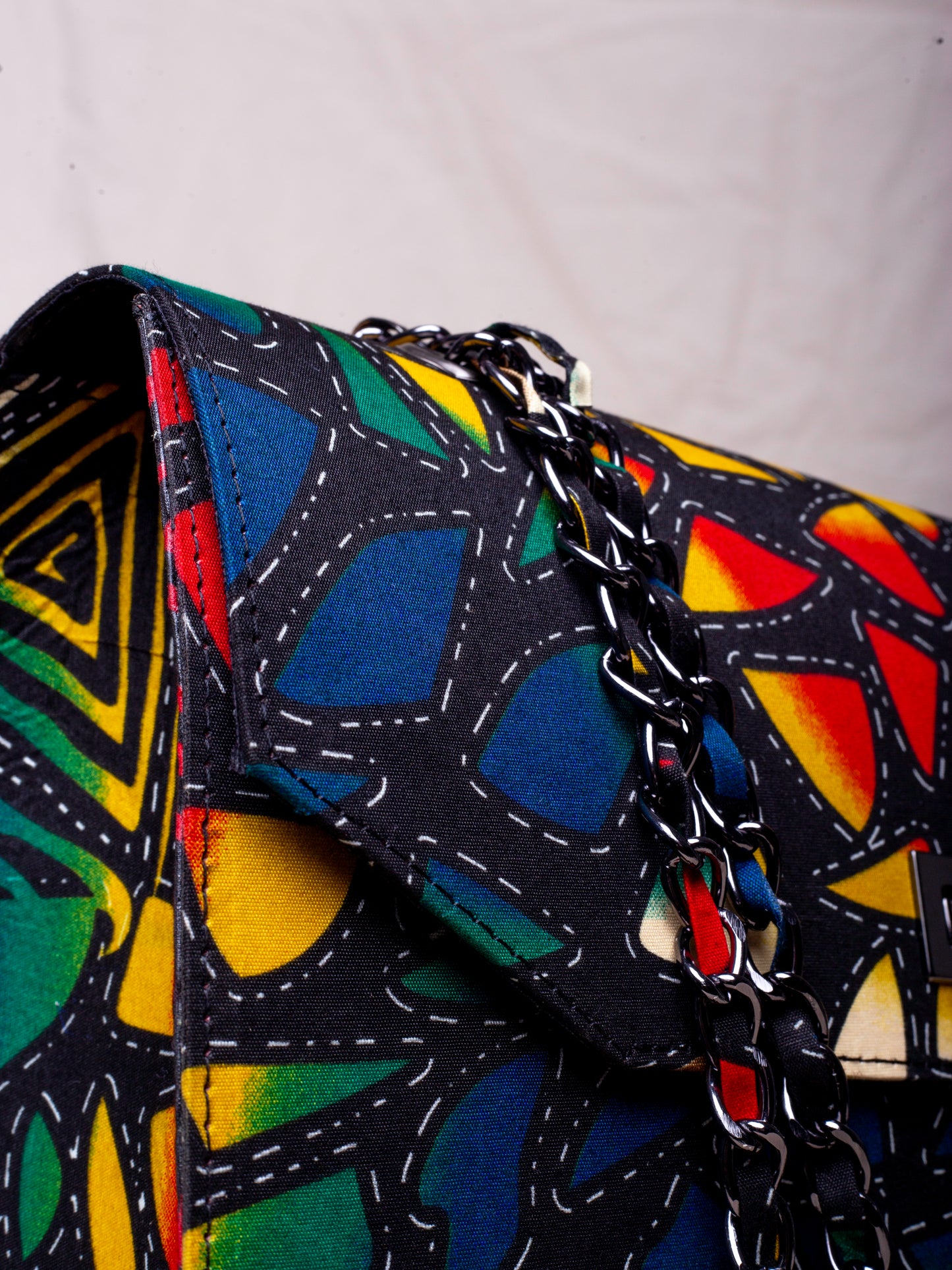 African Print Shoulder Bag - Didi Boxy - Rainbow Motif