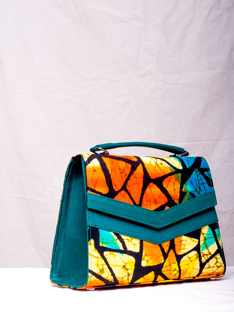 AFRICAN PRINT HANDBAG - WANI GREEN