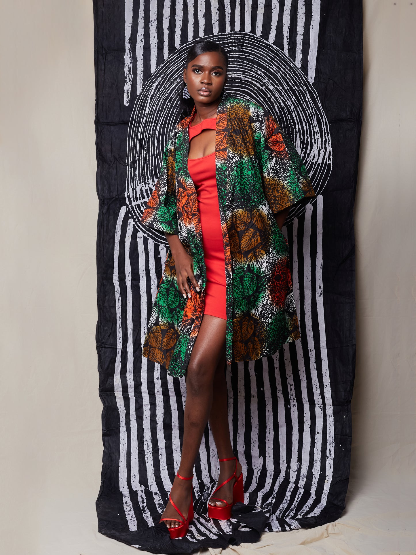 African Print Kimono - Didi Leaf