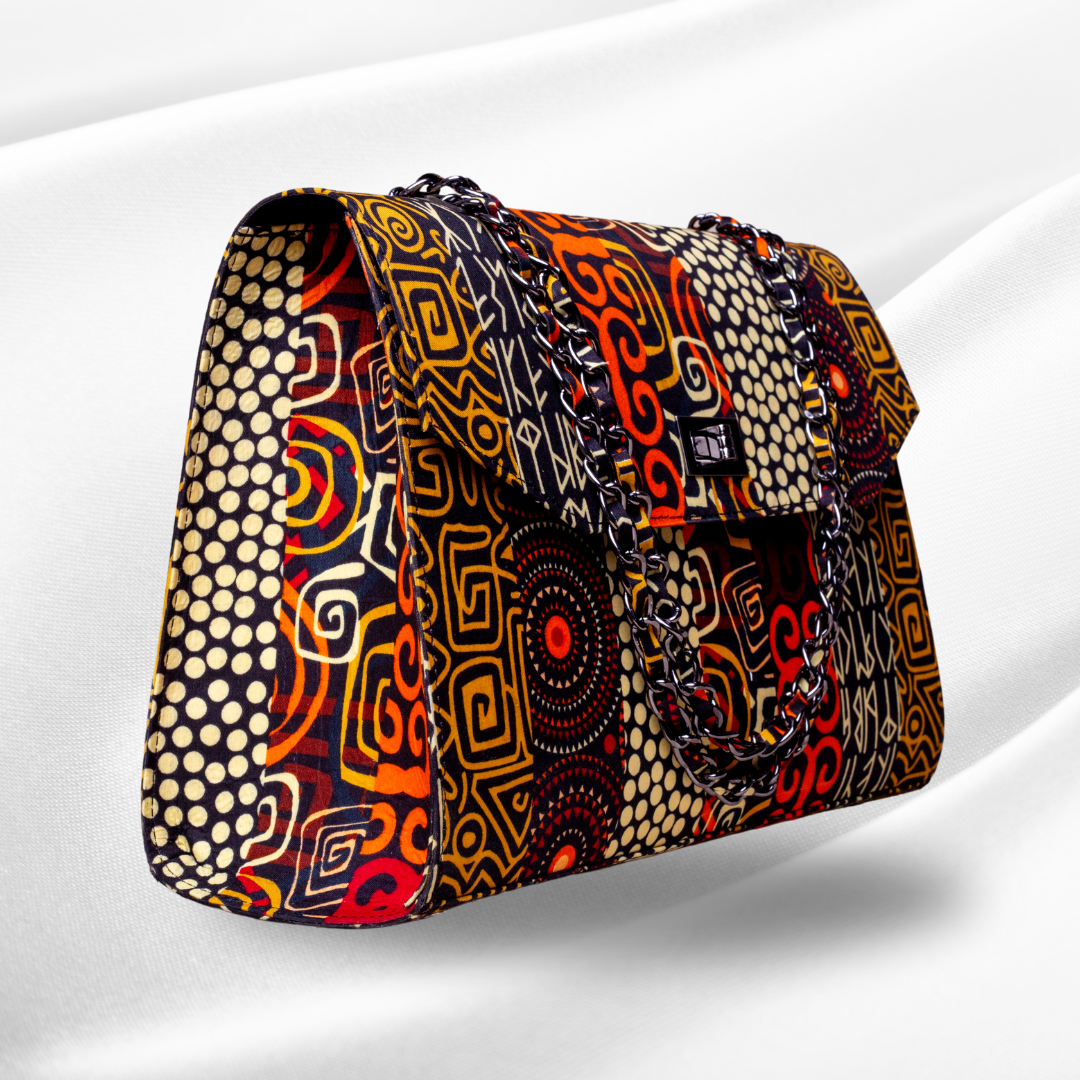 African Print Shoulder Bag - Didi Boxy - Brown Aztec