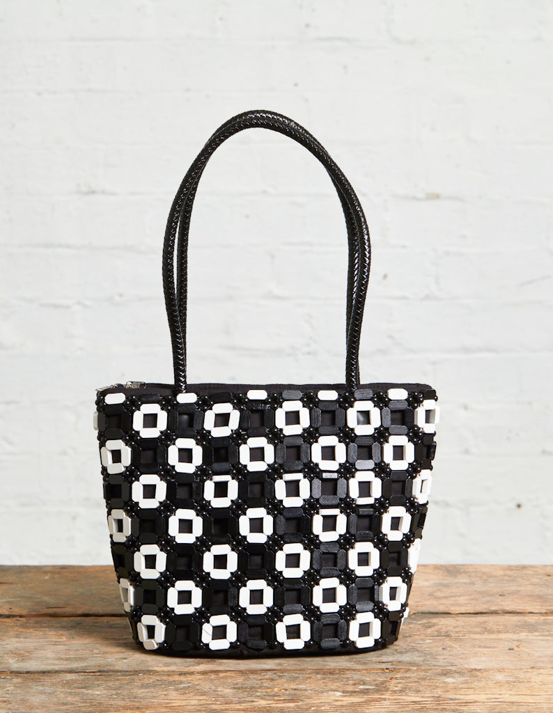 African Style Beaded Bag - JOA Piece Black & White