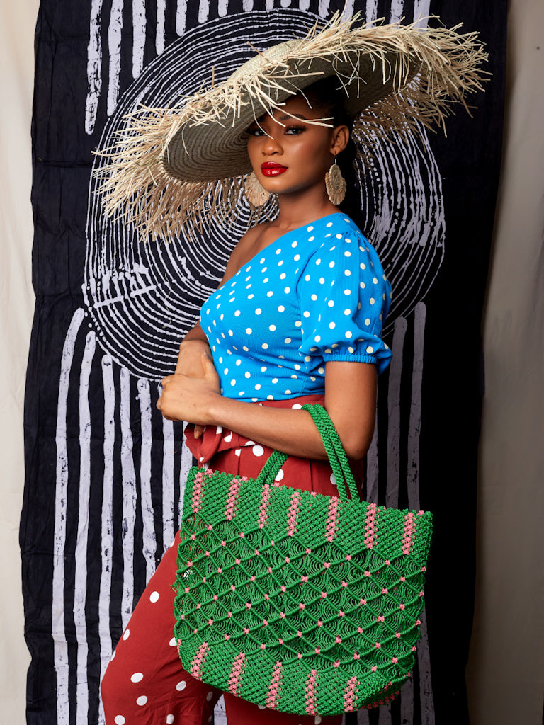 African Woven Tote Bag - Bena Green