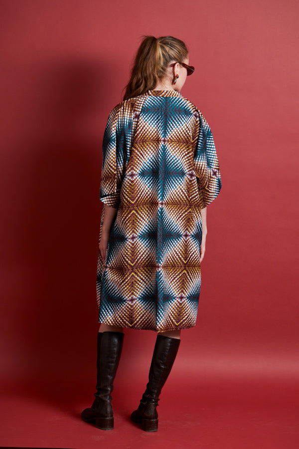 African Print Kimono - Didi Brown/Blue