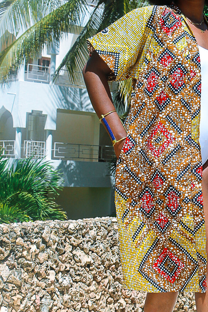 African Print Kimono - Didi Yellow