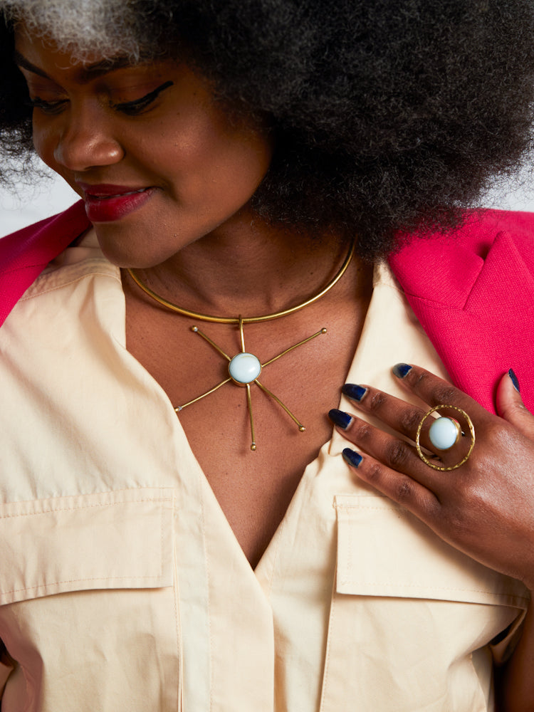 African Style Brass Necklace - Nairo Choker - STAR