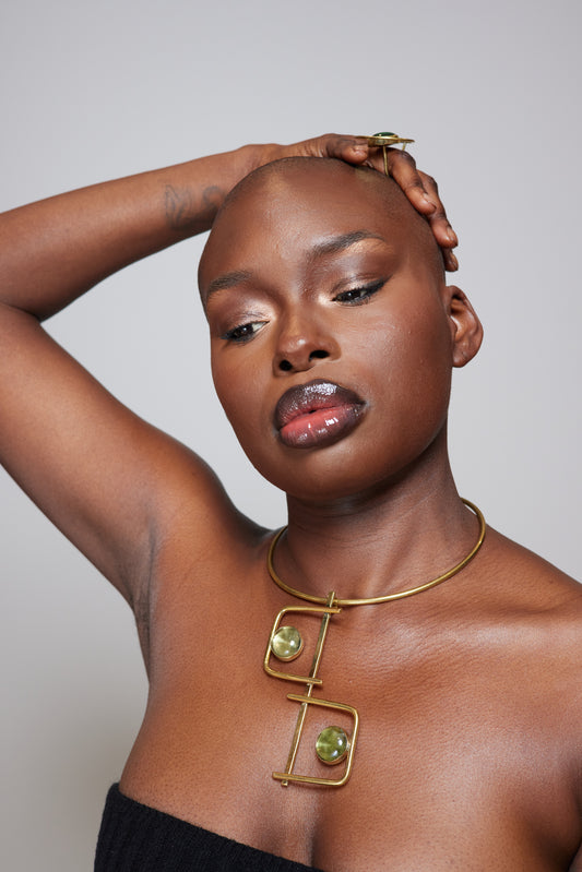 African Style Brass Necklace - Nairo Choker - ZigZag