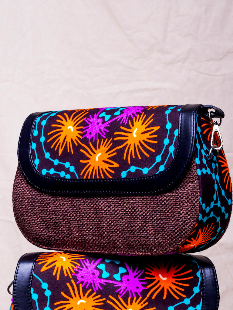 African Print Crossbody Bag - Galaxy Jute