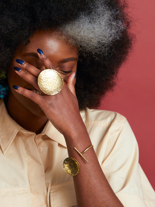 African Golden Disk Ring