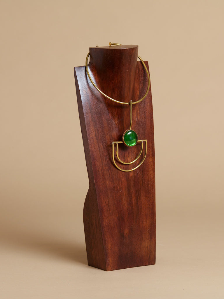 African Style Brass Necklace - Nairo Choker - GREEN