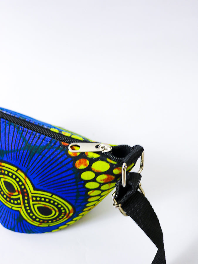 African Print Crossbody Bag - MINI BLOOM -  BLUE