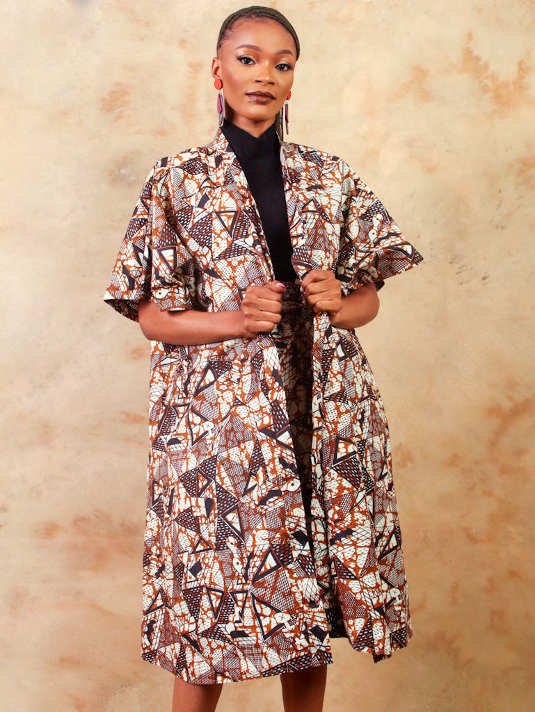 African Print Matching Set - Didi Brown Motifs