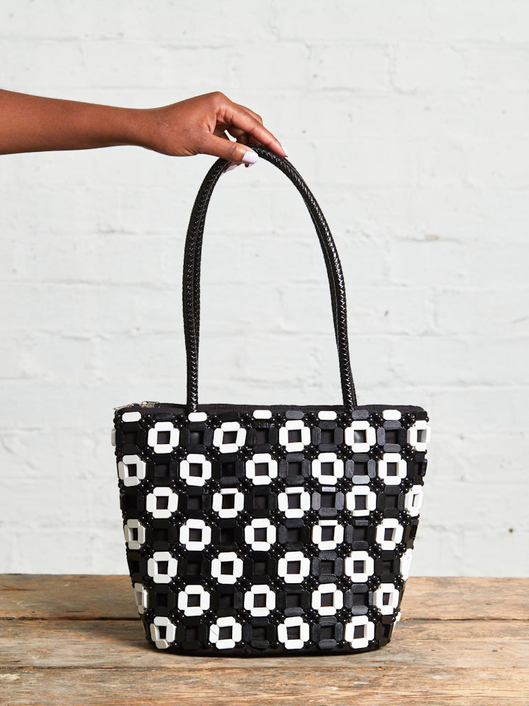 African Style Beaded Bag - JOA Piece Black & White