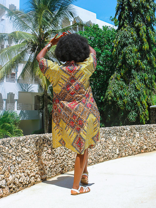 African Print Kimono - Didi Yellow