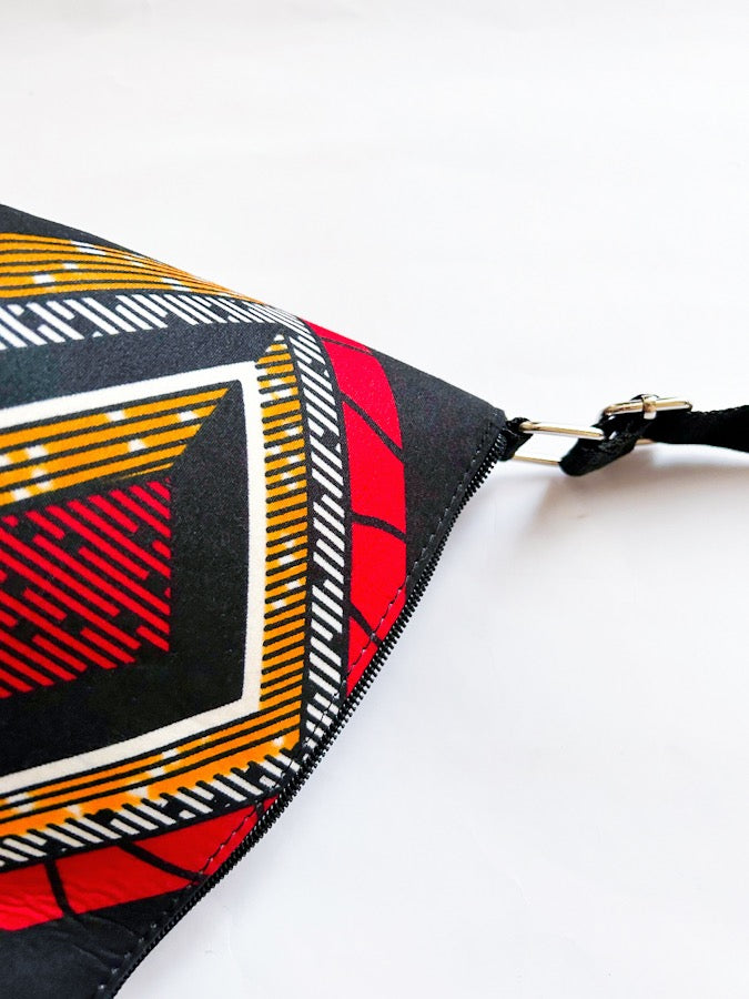 African Print Crossbody Bag - MINI BLOOM - BLACK