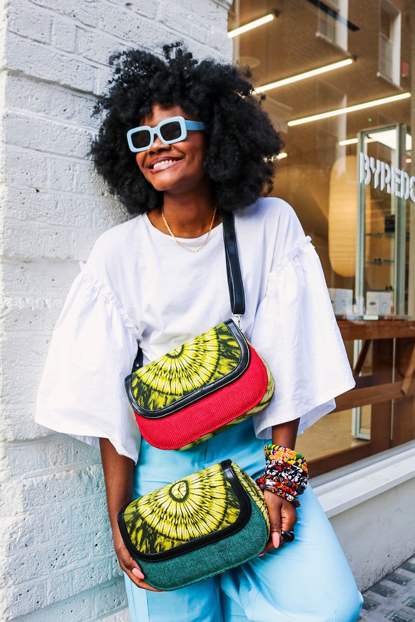 Solar Green African Bag -Red Jute - Cecefinery.com