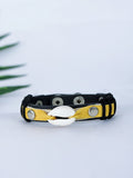 YELLOW UNISEX AFRICAN LEATHER COWRIE BRACELET - Cecefinery.com